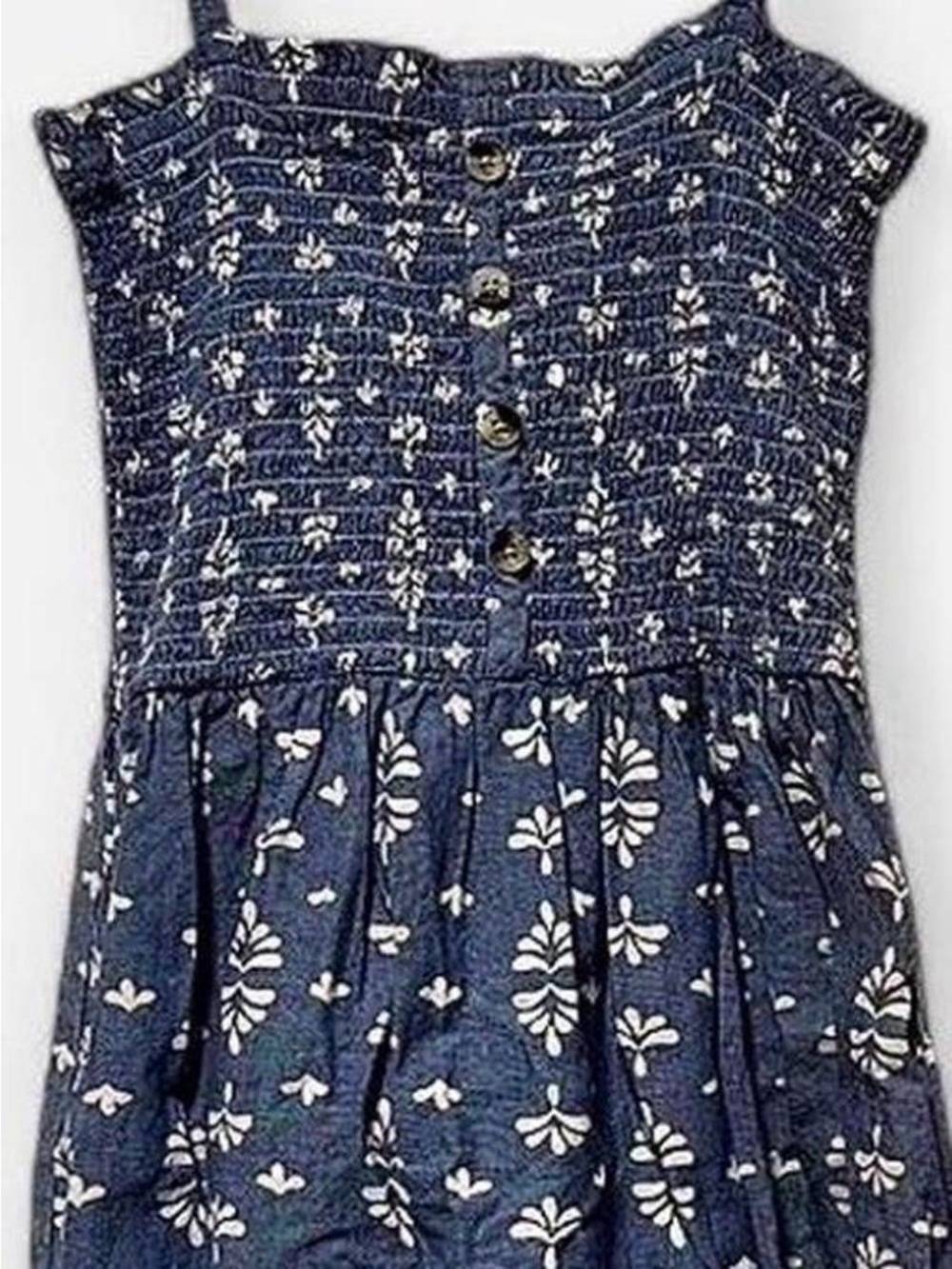 Jolie & Joy Smocked Cami Midi Dress Blue White Print Medium